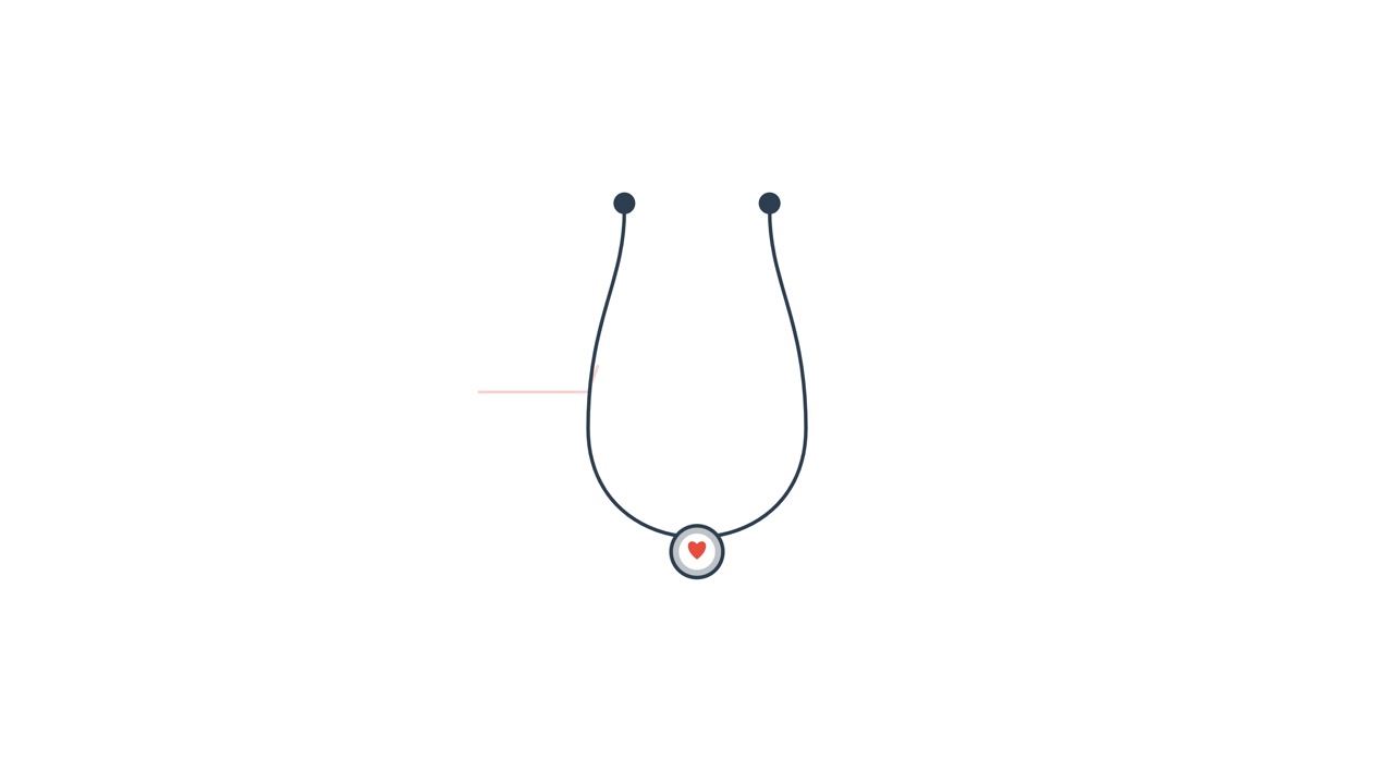 Animated Stethoscope Icon with Heartbeat EKG Line