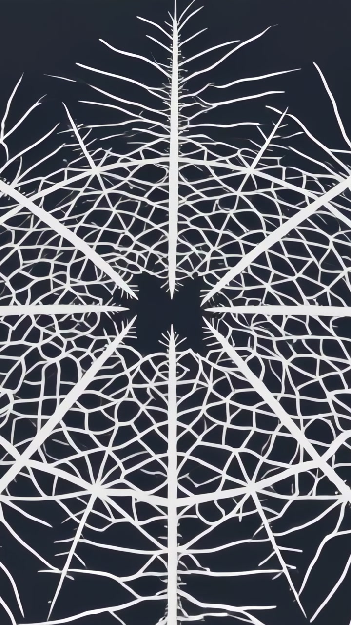 Vertical video: Zooming camera revealing white sixfold filigree in studio, showing central lattice