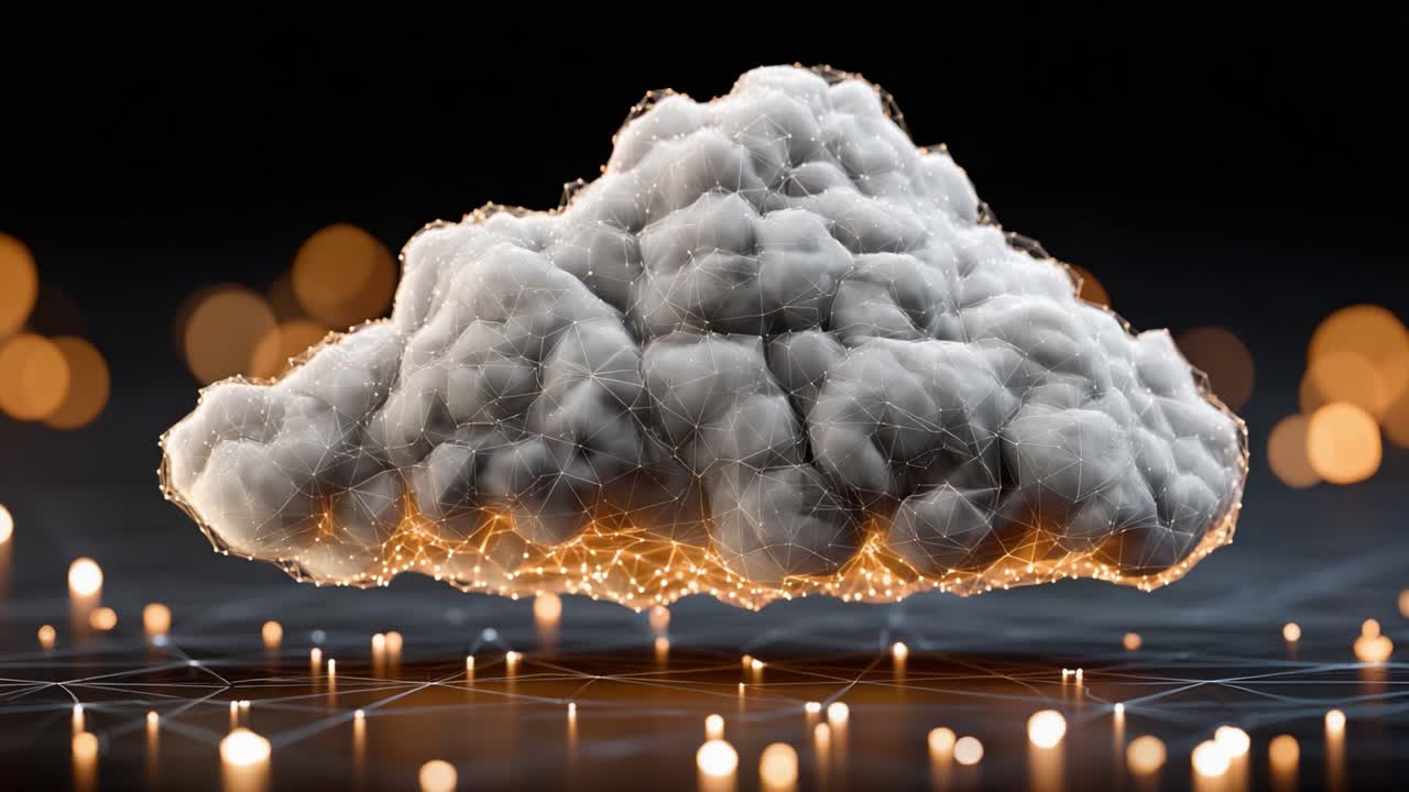 A Glowing Digital Cloud Representing Modern Technology and Connectivity, Showcasing the Intersection of Nature and Innovation in a Beautifully Lit Environment