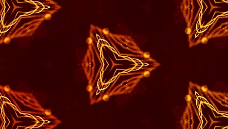 abstracción del micro-mundo de la nanotecnología. fondo 3d de ciencia ficción en bucle de 4k con partículas de oro brillantes forman líneas, superficies, patrones, estructuras caleidoscópicas simétricas complejas. 13
