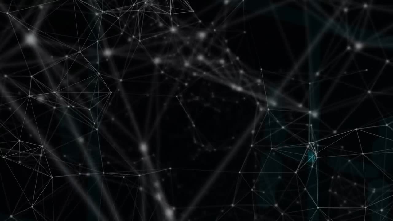 animación de redes de conexiones en nubes de fondo oscuras