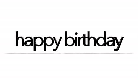 shiny gold happy birthday text on white background