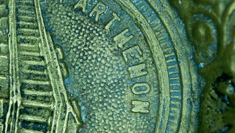 close up of very old coins