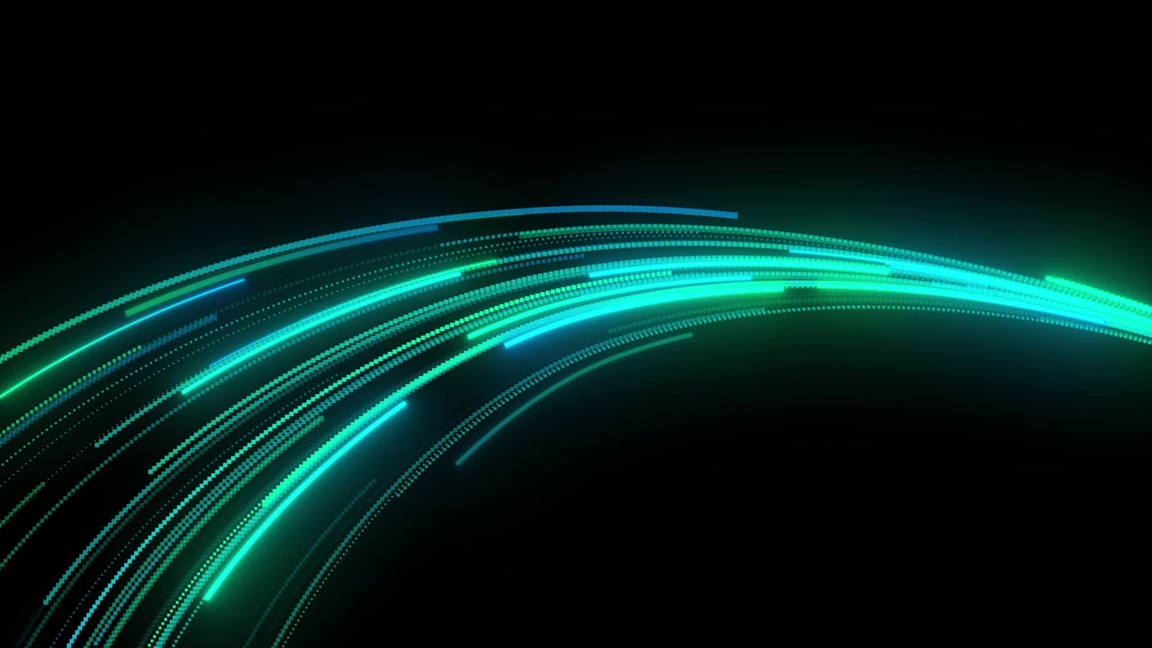 Abstrakt bevægelsesgrafik af glødende grønne og blå lysspor