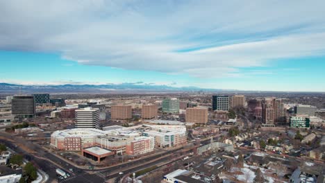 Drone-flyover-shot-of-Denver-Tech-Center-on-a-sunny-winter-day