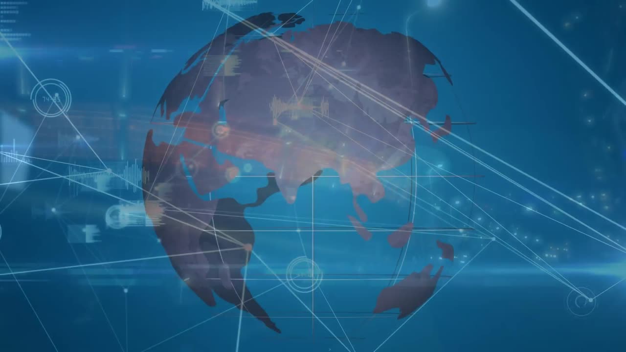 Animation of network of connections over road traffic and globe