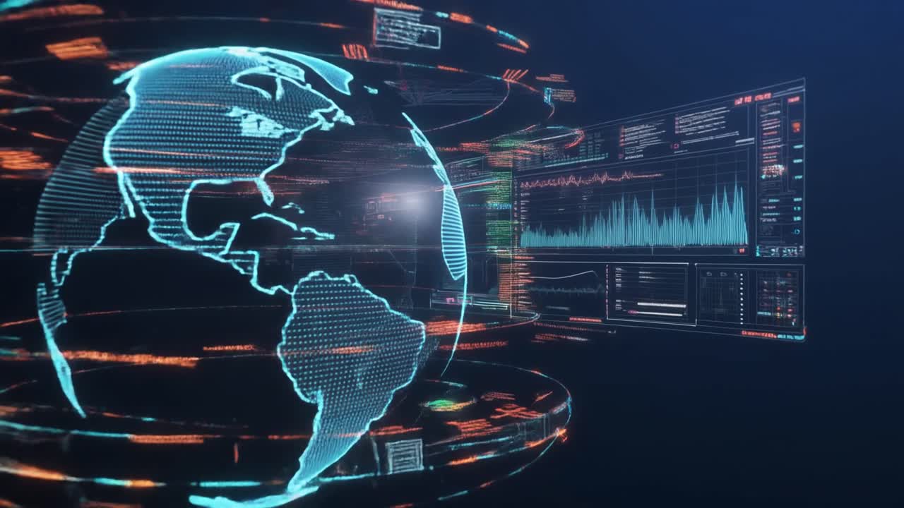 Futuristic Digital Earth Globe with Data Visualization