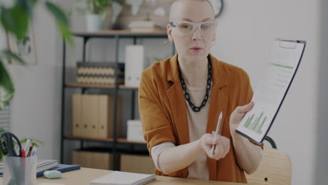 woman giving a presentation or online class
