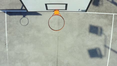 top view of a basketball hoop moving to a front view