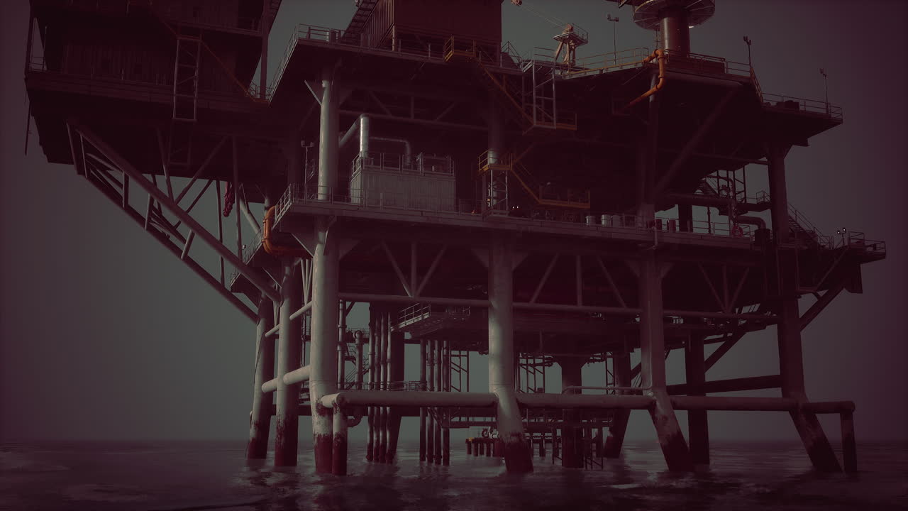En stor offshore olieplatform i havet