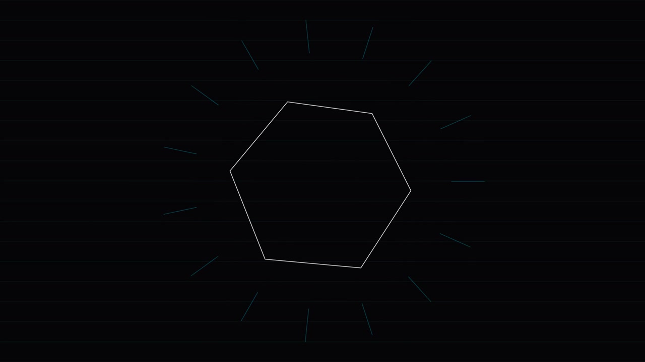 Abstract Hexagon Shape with Digital Glitch and Data Lines