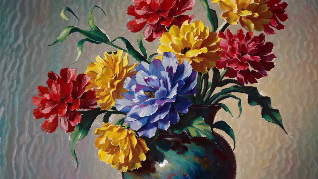 Colorful Floral Painting in Vase