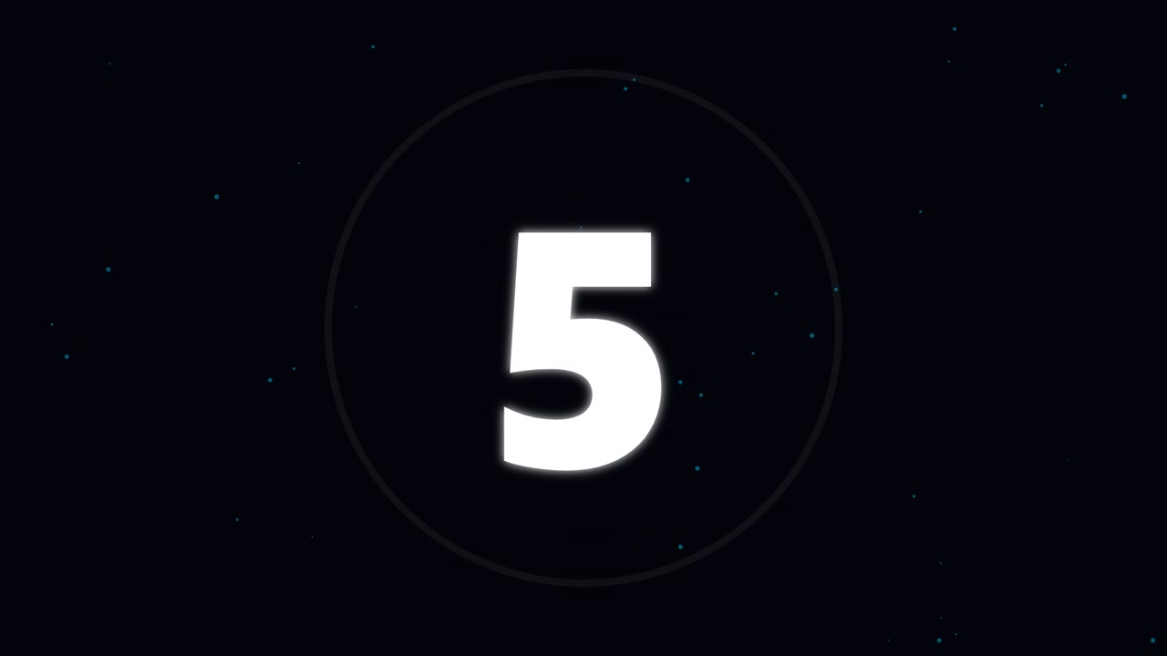 Digital Countdown Timer from Ten to Zero on Dark Background