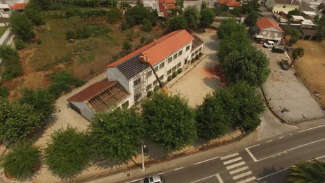 Construction-Details-of-the-Roof-are-Derived-From-the-Details-of-the-Wooden-Frame-in-a-New-House-Aerial-View