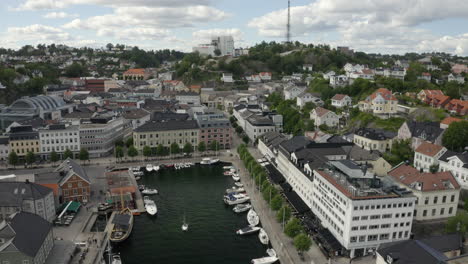 boats at the pollen harbour in arendal, norway