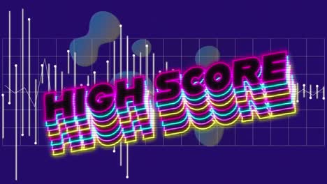 Animation-Von-Highscore-Text-über-Flecken-Auf-Blauem-Hintergrund