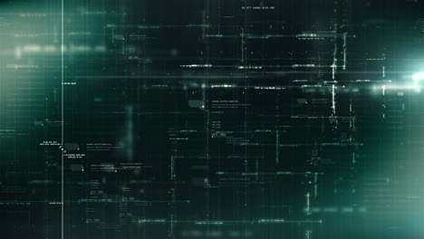 Futuristic abstract de-focus data matrix, meta, metaverse, telemetry and encrypt numbers display with particles simulation in cyber space environment for head up display background