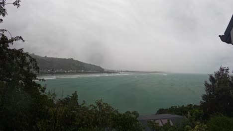 timelapse of rainy overcast day at beach