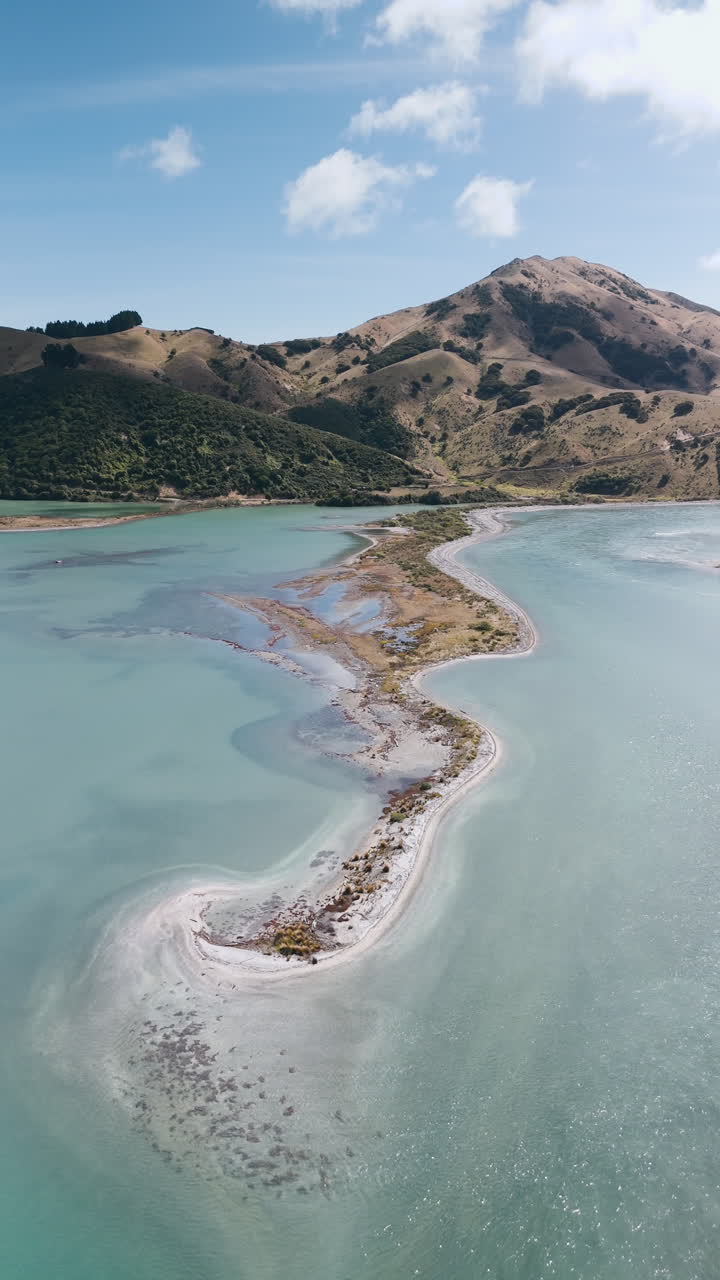 Aerial View of Coastal Landscape with Island and Bay