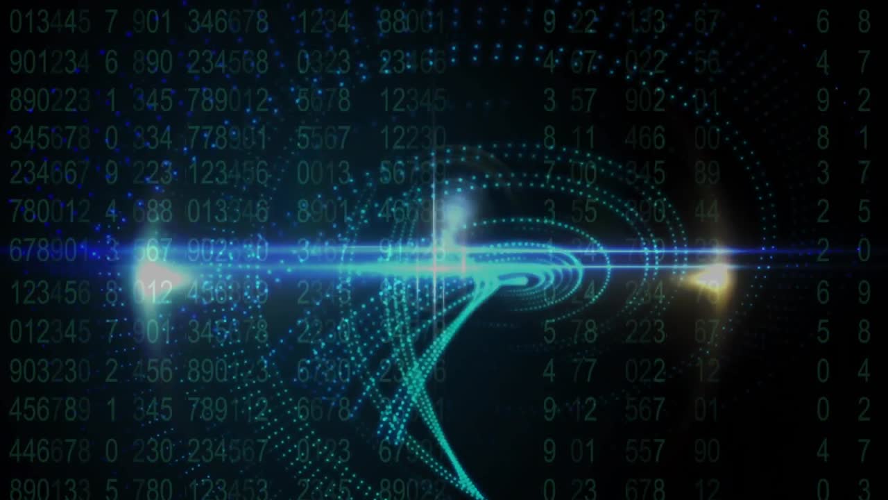 Animation of lights and waves on black background