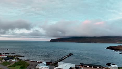 Aerial-View-Of-Harbor-In-Borgarfjordur-Eystri-In-East-Iceland---drone-shot