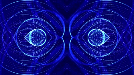4k en bucle de ciencia ficción 3d fondo abstracto. partículas azules brillantes forman líneas, estructuras simétricas. para presentaciones de vacaciones, ceremonias como diseño de movimiento de bucle vj