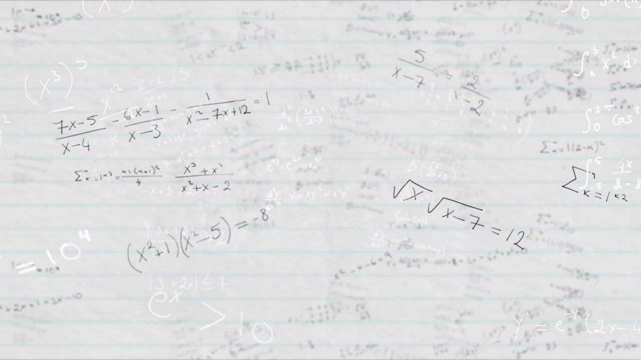 Animazione di equazioni matematiche su sfondo bianco