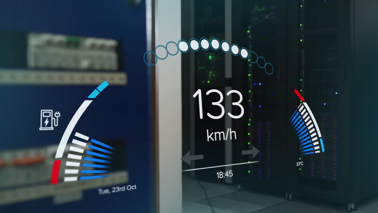 서버  위의 자동차 패널의 애니메이션