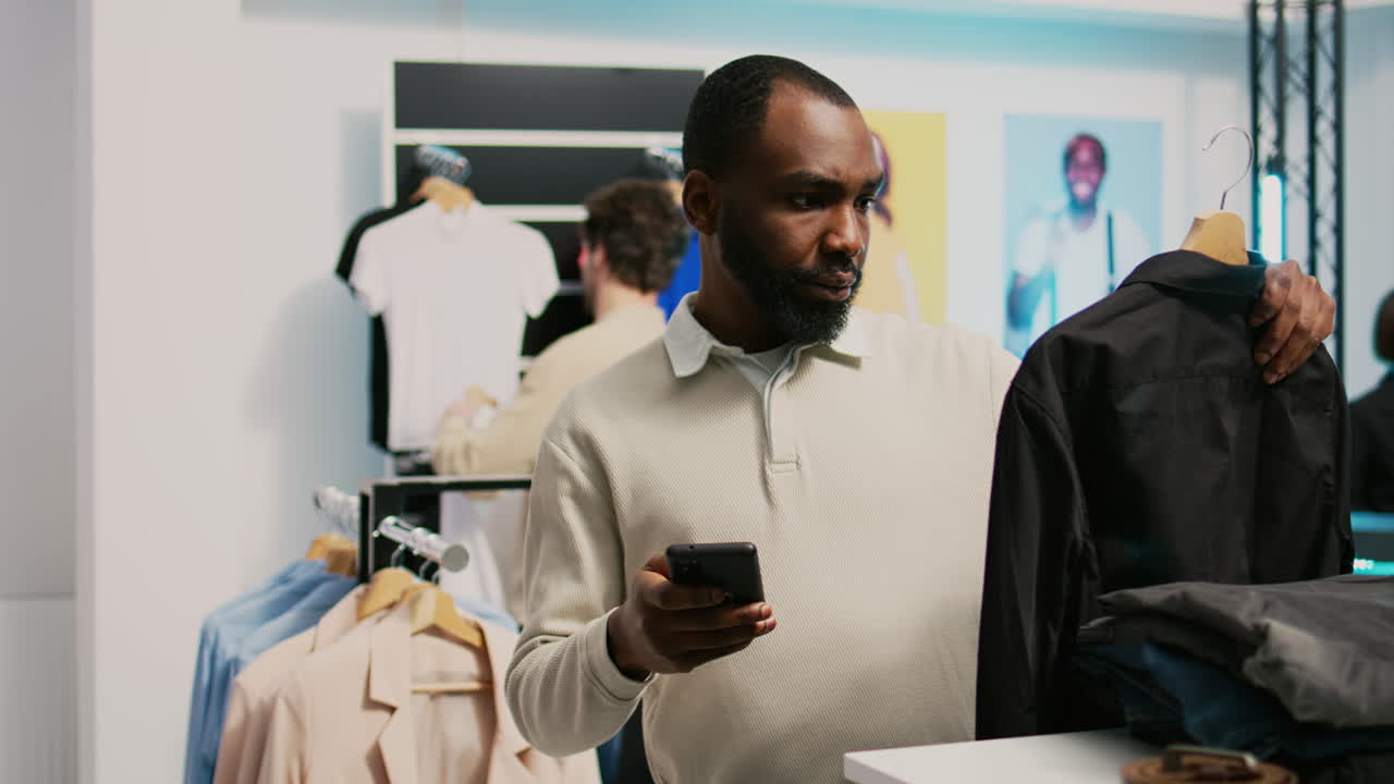 hombre comprando ropa en una tienda minorista