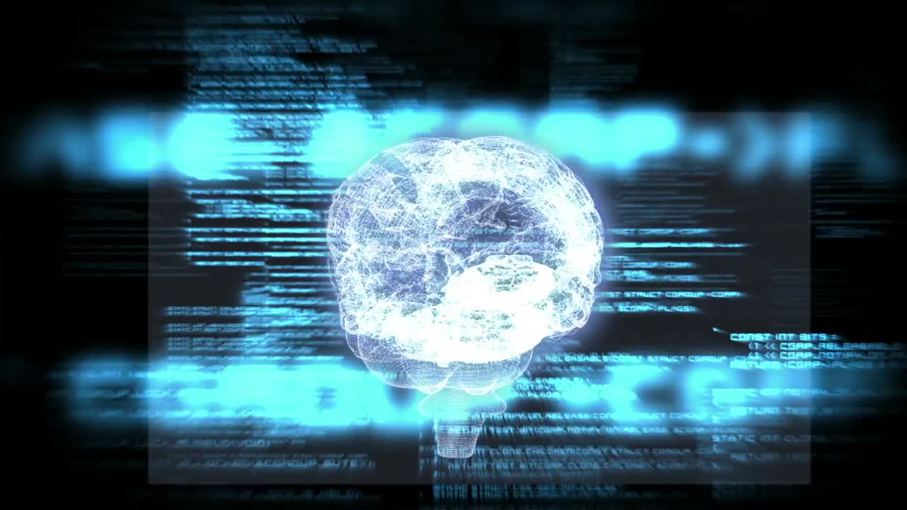 인터페이스 애니메이션과 함께 회전하는 뇌 그래픽