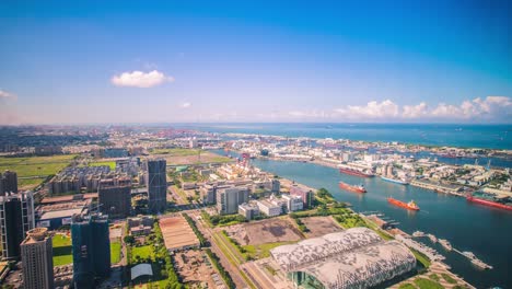 time lapse - beautiful skyline of kaohsiung harbor, taiwan at daytime- 4k