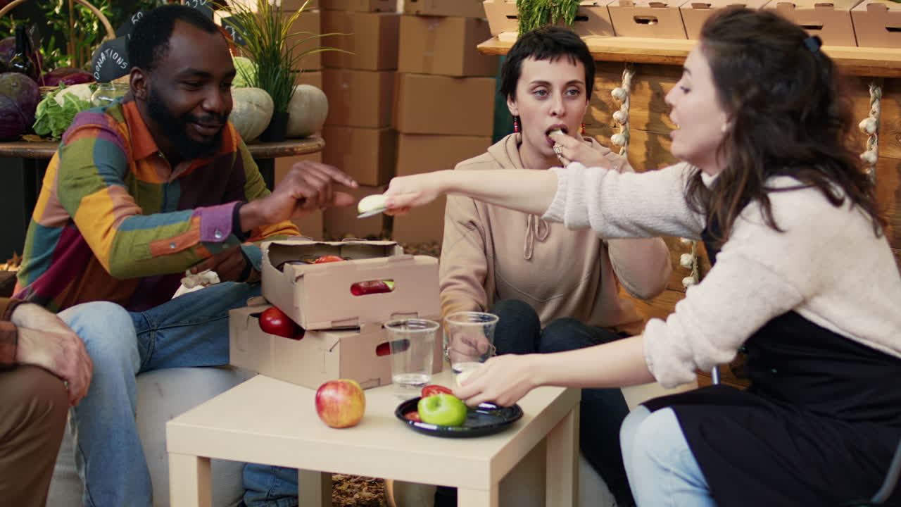 People sitting and eating at a table