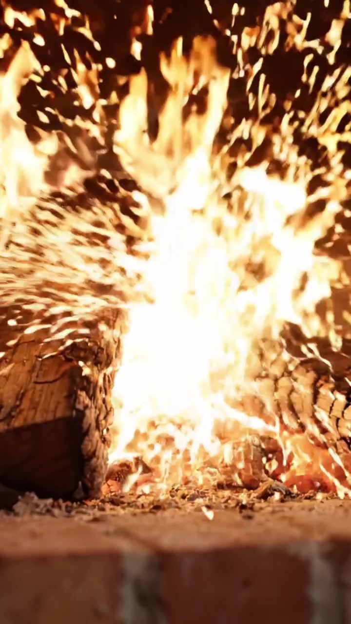 Fiamme affascinanti danzano sopra i ceppi: una scena incantevole di camino che evoca calore e comfort, ideale per serate accoglienti e incontri rilassanti