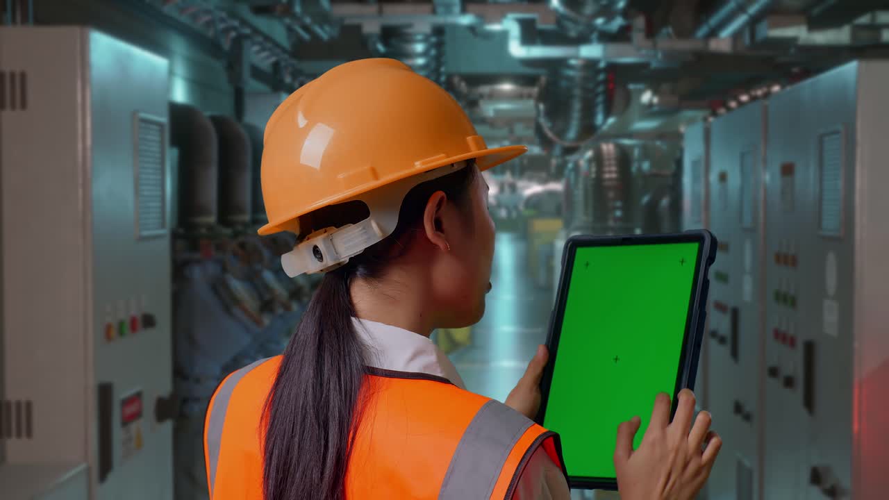 Industrial Engineer Using Tablet in Control Room