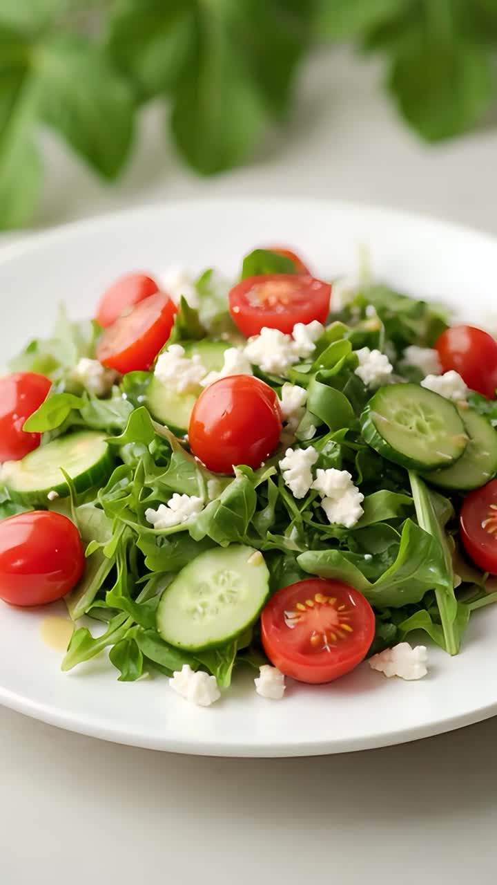 Frisk og sunn salat på uskarp bakgrunn