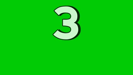 falling numbers 3 three animation on green screen background.video elements effect for video editing, chroma key, motion graphics, and stock footage projects