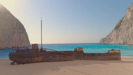 rusted shipwreck on navagio beach