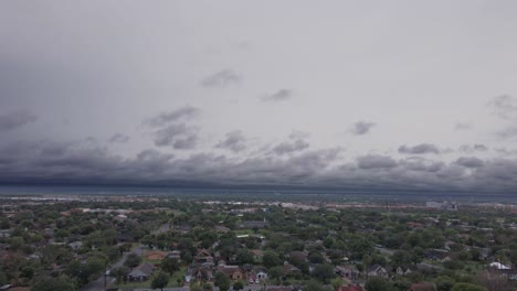 stormy sky over suburban neighborhood