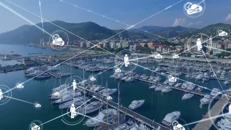 animation of networks of connections over docks