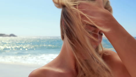 attractive blonde at the beach