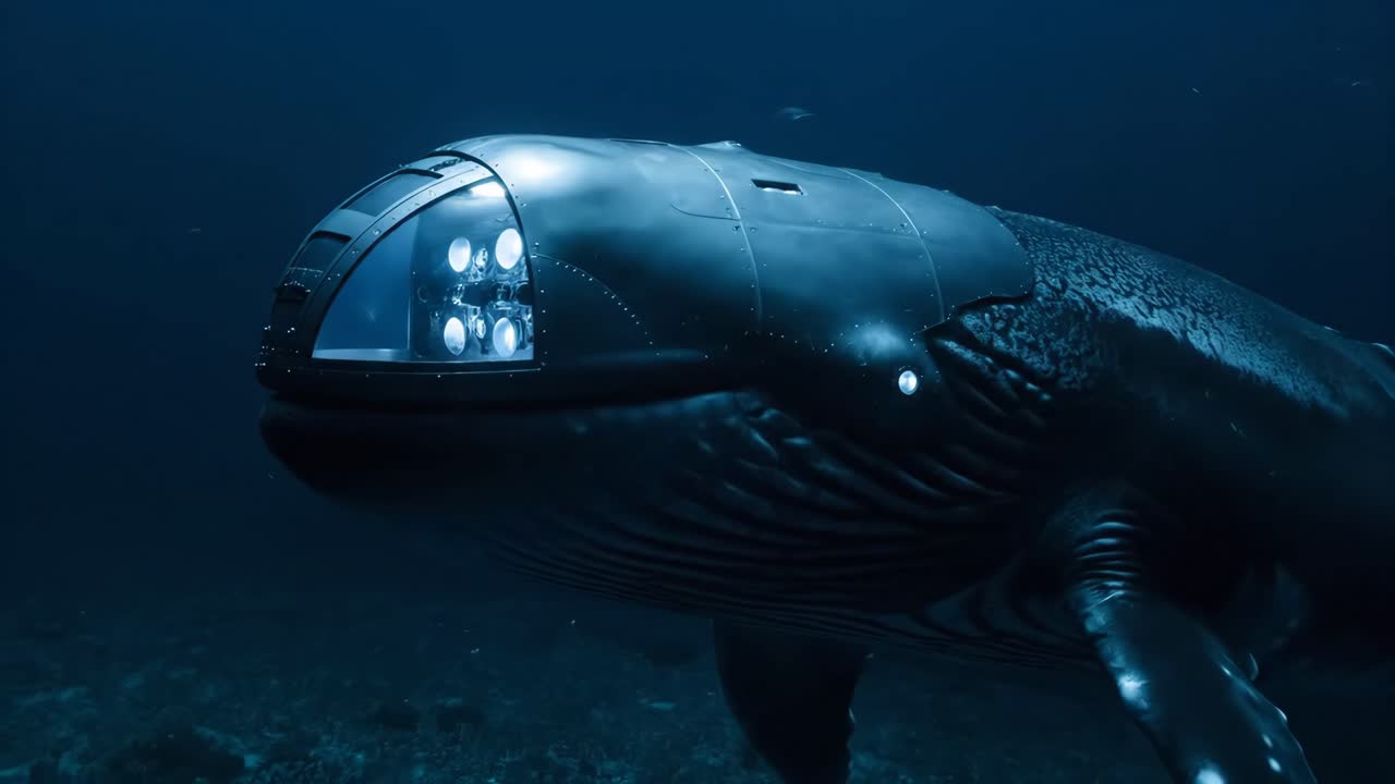 Whale-Shaped Submarine Underwater