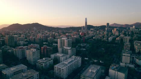 aerial orbit of the providencia district, las flores neighborhood, wealthy area of the city of santiago, chile