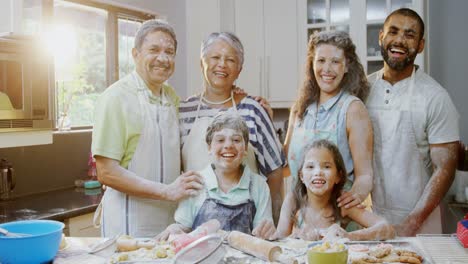 happy family standing in kitchen at home 4k