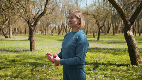 woman training in the forest