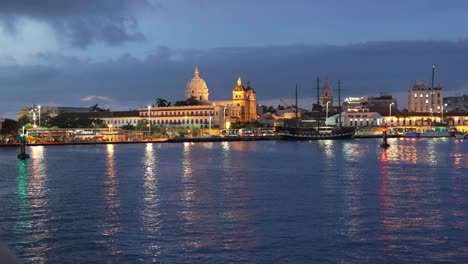 night shot arriving at cartagena port
