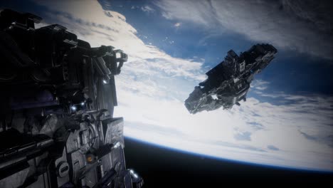 la nave espacial alienígena armada se acerca a la tierra