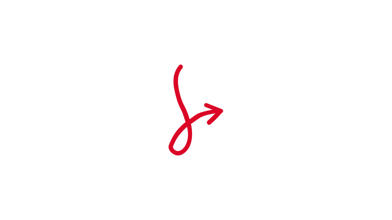 Hand-Drawn Red Arrow Animating on White Background