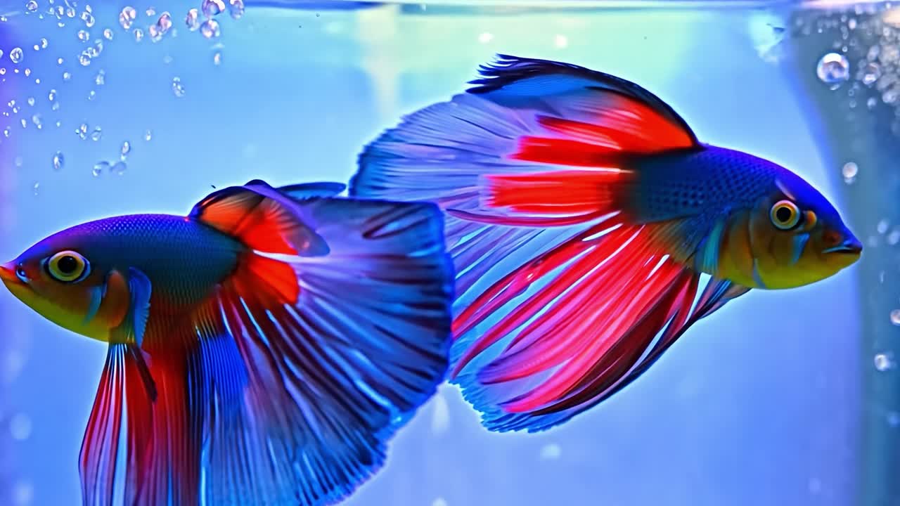 dos peces betta en un acuario