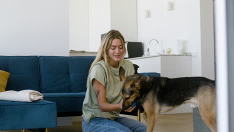 Woman-and-dog-at-home