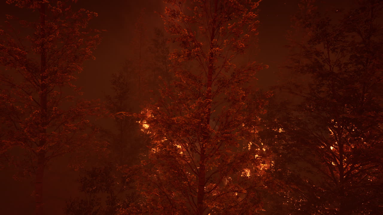 un incendio forestal quema el suelo en el bosque